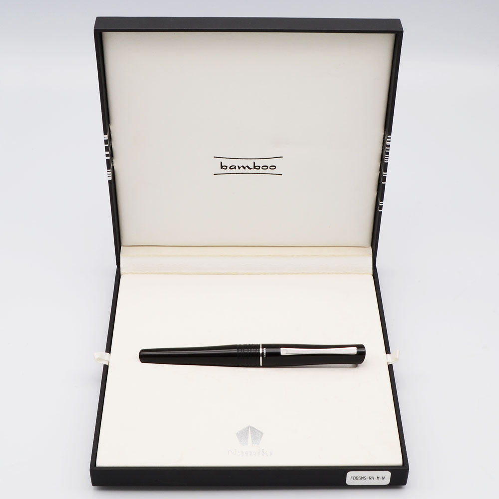 Namiki Bamboo Fountain Pen - Black Resin, Rhodium Plated Trim